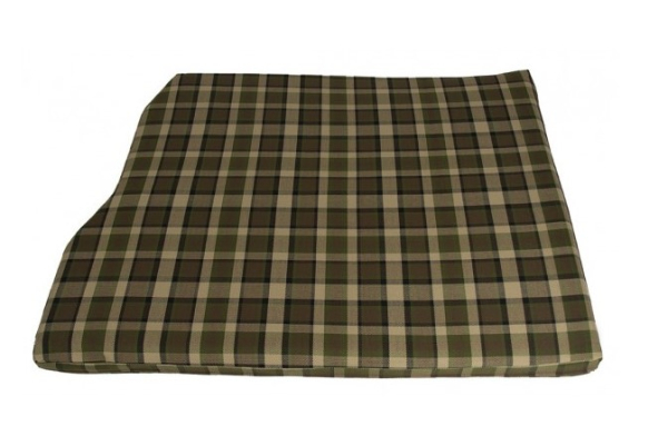 braun VW Bus T2 Innenaustattung Matratze hinten, grün kariert, passend für Westfalia T2B Berlin Liegefläche neben Schrank